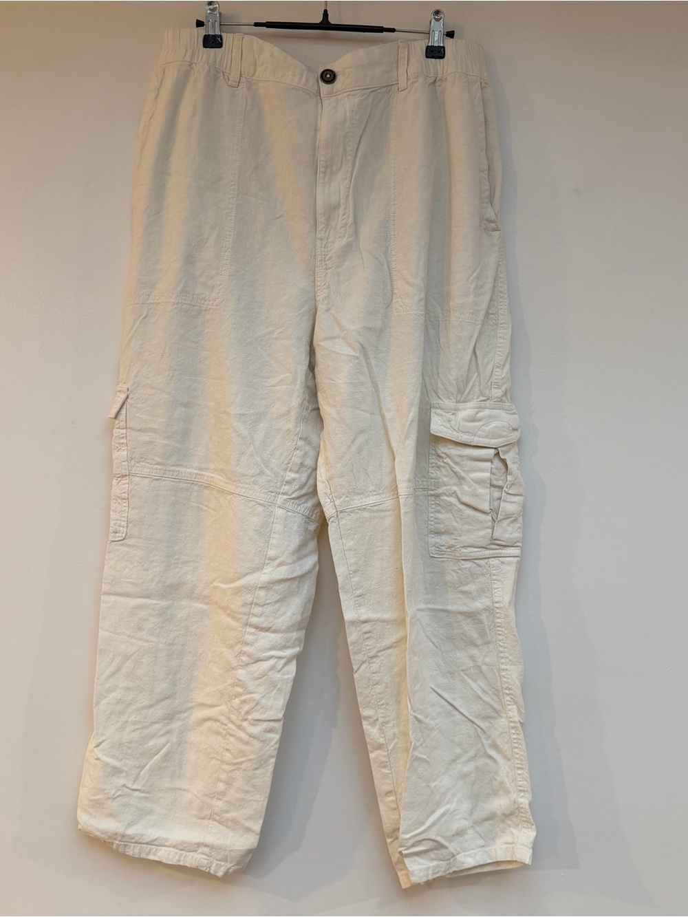 Pilcro Cream Cargo Pants with Utility Pockets